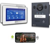 Interphone-portier GOLIATH Basic 2 fils BUS | FullHD | App | 150° | 1 famille | Anthracite/Blanc | En saillie | 2 x postes intérieurs