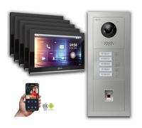 Interphone-portier Goliath IP Hybrid 5-Fam. Fingerprint : 10 pouces en noir : Boîte d'encastrement Sélection du moniteur : 10 pouces en noir Boîte de montage de la sonnette : Boîte d'encastrement