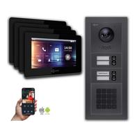 Interphone-portier vidéo BUS Goliath 2 fils : maison de 4 familles, code numérique, anthracite : Boîte de montage en saillie : 7 pouces en noir Sélection du moniteur : 7 pouces en noir Boîte de montag