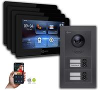 Interphone-portier vidéo BUS Goliath 2 fils : maison de 4 familles, Smartphone App, anthracite : Boîte d'encastrement : 7 pouces en noir Sélection du moniteur : 7 pouces en noir Boîte de montage de la