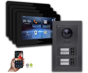 Interphone-portier vidéo BUS Goliath 2 fils : maison de 4 familles, Smartphone App, anthracite : Boîte d'encastrement : 7 pouces en noir Sélection du moniteur : 7 pouces en noir Boîte de montage de la