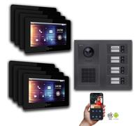Interphone-portier vidéo BUS Goliath 2 fils : Maison de 8 familles, code numérique, anthracite : Boîte de montage en saillie : 7 pouces en noir Sélection du moniteur : 7 pouces en noir Boîte de montag