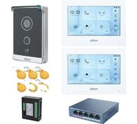 Interphone-portier vidéo IP Dahua, écran tactile couleur, accès par carte inductive, 1 DB 2 écran blanc