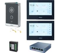 Interphone-portier vidéo IP Dahua, écran tactile couleur, accès par carte inductive, 1 DB 2 écran noir