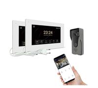Interphone Sans Fil, Système d'interphone vidéo 1080P, sonnette intelligente sans fil domestique, un panneau d'appel + deux écrans(H-R6-P356B-2M503WA-B)