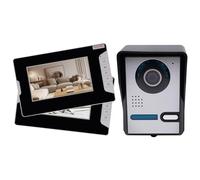 Interphone vidéo 2 fils avec ouvre-porte et moniteur 2 x 7" et caméra extérieure, audio bidirectionnel, vision nocturne infrarouge, caméra 92°