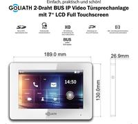 Interphone vidéo BUS Goliath 2 fils : maison de 5 familles, code numérique, anthracite : 7 pouces en blanc : Boîte d'encastrement Sélection du moniteur : 7 pouces en blanc Boîte de montage de la sonne