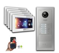 Interphone vidéo BUS Goliath 2 fils : maison de 5 familles, vierge, affichage, argent : Boîte de montage en saillie : 7 pouces en blanc Sélection du moniteur : 7 pouces en blanc Boîte de montage de la
