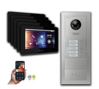 Interphone vidéo BUS Goliath 2 fils : maison de 5 familles, vierge, affichage, argent : Boîte de montage en saillie : 7 pouces en noir Sélection du moniteur : 7 pouces en noir Boîte de montage de la s