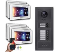 Interphone vidéo BUS Goliath 2 fils : Maison de 7 familles, affichage, anthracite : Boîte de montage en saillie : 7 pouces en blanc Sélection du moniteur : 7 pouces en blanc Boîte de montage de la son