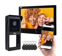 Interphone vidéo Eura VDP-49A3-2TY TUYA, Wi-FI, AHD, RFID, Station météo, écran Couleur 7 Pouces, Deux Fils, Noir