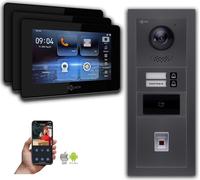Interphone vidéo Goliath 2 fils BUS : 2 maisons familiales, RFID, code numérique, argent : Boîtier en saillie : 7 pouces en noir Sélection du moniteur : 7 pouces en noir Boîtier de montage de la sonne