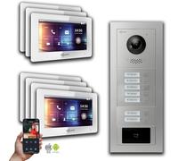 Interphone vidéo Goliath 2 fils BUS : 7 maisons familiales, RFID, argent : Boîtier en saillie : 7 pouces en blanc Sélection du moniteur : 7 pouces en blanc Boîtier de montage de la sonnette : Boîtier 