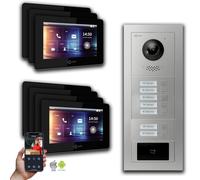 Interphone vidéo Goliath 2 fils BUS : 7 maisons familiales, RFID, argent : Boîtier en saillie : 7 pouces en noir Sélection du moniteur : 7 pouces en noir Boîtier de montage de la sonnette : Boîtier en