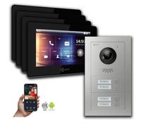 Interphone vidéo Goliath 2 fils BUS : maison de 4 familles, application smartphone, argent : Boîte de montage en saillie : 7 pouces en noir Sélection du moniteur : 7 pouces en noir Boîte de montage de