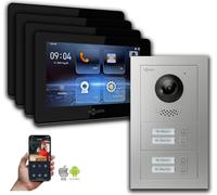 Interphone vidéo Goliath 2 fils BUS : maison de 4 familles, application smartphone, argent : Boîte d'encastrement : 7 pouces en noir Sélection du moniteur : 7 pouces en noir Boîte de montage de la son