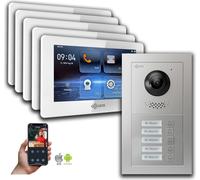Interphone vidéo Goliath 2 fils BUS : maison de 5 familles, application smartphone, argent : Boîtier en saillie : 7 pouces en blanc Sélection du moniteur : 7 pouces en blanc Boîtier de montage de la s