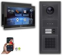 Interphone vidéo Goliath IP : 10 pouces 2 maisons familiales, code numérique, affichage, anthracite : 10 pouces noir : 4er POE : boîte d'encastrement Connexion : 4er POE Moniteur Couleur : 10 pouces n