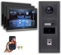 Interphone vidéo Goliath IP 10 pouces avec lecteur d'empreintes digitales et RFID, couleur anthracite : 3 moniteurs : 10 pouces, noir : boîtier en saillie Nombre de moniteurs : 3 moniteurs Couleur du 
