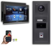 Interphone vidéo Goliath IP 10 pouces avec lecteur d'empreintes digitales et RFID, couleur anthracite : 2 moniteurs : 10 pouces, noir : boîtier en saillie Nombre de moniteurs : 2 moniteurs Couleur du 