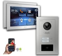 Interphone vidéo Goliath IP : 10 pouces, maison bifamiliale, RFID, argent : 10 pouces, blanc : 4 ports POE : raccordement par boîtier encastré : 4 ports POE Couleur de l'écran : 10 pouces, blanc Monta