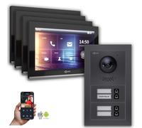 Interphone vidéo Goliath IP : 10 pouces, maison de 4 logements, application pour smartphone, anthracite : 10 pouces, noir : boîtier en saillie, couleur de l'écran : 10 pouces, noir : montage en sailli