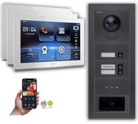 Interphone vidéo Goliath IP : 10 pouces, maison pour 3 familles, RFID, écran, anthracite : 10 pouces, blanc : 4 ports POE : raccordement par boîtier encastré : 4 ports POE Couleur de l'écran : 10 pouc