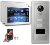 Interphone vidéo Goliath IP : 10 pouces, maison pour 3 familles, RFID, écran, argent : 10 pouces, blanc : 4 ports POE : prise en saillie : 4 ports POE Couleur de l'écran : 10 pouces, blanc Montage : p