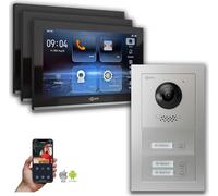 Interphone vidéo Goliath IP : 10 pouces pour maison de 3 logements, application pour smartphone, argent : 10 pouces noir : POE 4 ports : raccordement en saillie : POE 4 ports Couleur de l'écran : 10 p