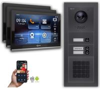 Interphone vidéo Goliath IP : 10 pouces pour maison de 3 logements, code numérique, anthracite : 10 pouces noir : 4 ports POE : raccordement en saillie : 4 ports POE Couleur de l'écran : 10 pouces noi