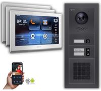 Interphone vidéo Goliath IP : 10 pouces pour maison de 3 logements, code numérique, anthracite : 10 pouces blanc : 4 ports POE : raccordement par boîtier encastré : 4 ports POE Couleur de l'écran : 10