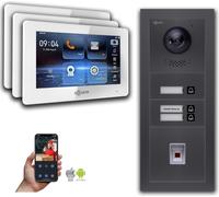 Interphone vidéo Goliath IP 3-fam. 7-pouces Fingerprint Anthracite : Boîtier en saillie : 7 pouces en blanc : 4er POE (standard) sonnette de porte