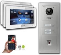 Interphone vidéo Goliath IP 3-fam. 7-pouces Fingerprint : Boîtier en saillie : 7 pouces en blanc : 4 POE (standard) sonnette de porte
