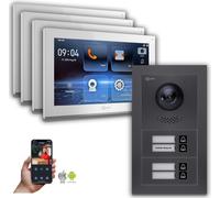 Interphone vidéo Goliath IP 4-Fam. Handy App Anthracite : Boîtier en saillie : 10 pouces en blanc Boîtier de montage de la sonnette : Boîtier en saillie Sélection du moniteur : 10 pouces en blanc