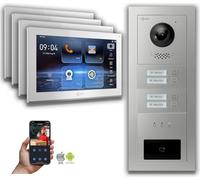 Interphone vidéo Goliath IP 4-fam. RFID Affichage : Boîte d'encastrement : 10 pouces en blanc Boîte de montage de la sonnette : Boîte d'encastrement Sélection du moniteur : 10 pouces en blanc