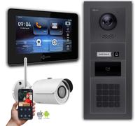 Interphone vidéo Goliath IP : 7 pouces 1 moniteur, RFID, code numérique, anthracite, caméra Wifi : Boîte de montage en surface : 7 pouces en noir Sélection du moniteur : 7 pouces en noir Boîte de mont