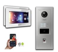 Interphone vidéo Goliath IP : 7 pouces 2 maisons familiales, empreintes digitales, RFID, Argent : 7 pouces blanc : 4er POE : boîte de montage en surface Connexion : 4er POE Couleur du moniteur : 7 pou