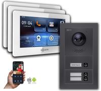 Interphone vidéo Goliath IP : 7 pouces 3-famille, Smartphone App, Anthracite : Boîte de montage en surface : 7 pouces en blanc Sélection du moniteur : 7 pouces en blanc Boîte de montage de la sonnette