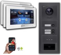 Interphone vidéo Goliath IP : 7 pouces 3 maisons familiales, RFID, affichage, anthracite : 7 pouces blanc : 4er POE : boîte de montage en surface Connexion : 4er POE couleur du moniteur : 7 pouces bla