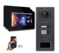 Interphone vidéo Goliath IP : 7 pouces 3 maisons familiales, RFID, affichage, anthracite : 7 pouces noir : 4er POE : boîte de montage en surface Connexion : 4er POE couleur du moniteur : 7 pouces noir