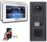Interphone vidéo Goliath IP : 7 pouces, maison bifamiliale, code numérique, écran, anthracite : 7 pouces, blanc : 4 ports POE : raccordement par boîtier encastré : 4 ports POE Couleur de l'écran : 7 p