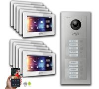 Interphone vidéo Goliath IP : 7 pouces, maison de 10 logements, application pour smartphone, argent : 7 pouces, blanc : boîtier en saillie, couleur de l'écran : 7 pouces, blanc, montage : boîtier en s