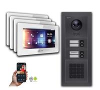 Interphone vidéo Goliath IP : 7 pouces, maison de 4 logements, code numérique, anthracite : 7 pouces, blanc : boîtier encastré, couleur de l'écran : 7 pouces, blanc, montage : boîtier encastré