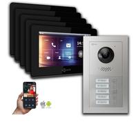 Interphone vidéo Goliath IP : 7 pouces, maison de 5 pièces, application pour smartphone, argent : 7 pouces noir : boîtier en saillie, couleur de l'écran : 7 pouces noir, montage : boîtier en saillie