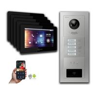 Interphone vidéo Goliath IP : 7 pouces, maison de 5 pièces, RFID, écran, argent : 7 pouces, noir : boîtier en saillie, couleur de l'écran : 7 pouces, noir, montage : boîtier en saillie