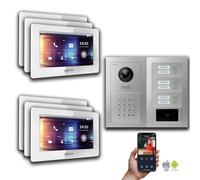 Interphone vidéo Goliath IP : 7 pouces, maison de 6 pièces, RFID, code numérique, argent : 7 pouces, blanc : boîtier en saillie, couleur de l'écran : 7 pouces, blanc, montage : boîtier en saillie
