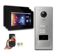 Interphone vidéo Goliath IP : 7 pouces pour maison de 3 logements, RFID, écran, argent : 7 pouces noir : 4 ports POE : raccordement par boîtier encastré : 4 ports POE Couleur de l'écran : 7 pouces noi