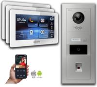 Interphone vidéo Goliath IP avec caméra, 7 pouces, empreinte digitale et RFID, couleur argent : 3 moniteurs : 7 pouces, couleur blanche : boîtier en saillie Nombre de moniteurs : 3 moniteurs Couleur d