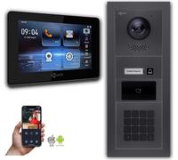 Interphone vidéo Goliath IP avec caméra, code numérique, RFID, 7 pouces, anthracite : 1 moniteur : 7 pouces, noir : boîtier encastré Nombre de moniteurs : 1 moniteur Couleur du moniteur : 7 pouces, no