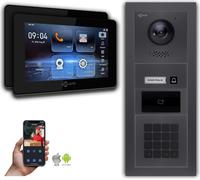Interphone vidéo Goliath IP avec caméra, code numérique, RFID, anthracite : 2 moniteurs : 7 pouces, noir : boîtier en saillie Nombre de moniteurs : 2 moniteurs Couleur du moniteur : 7 pouces, noir Mon